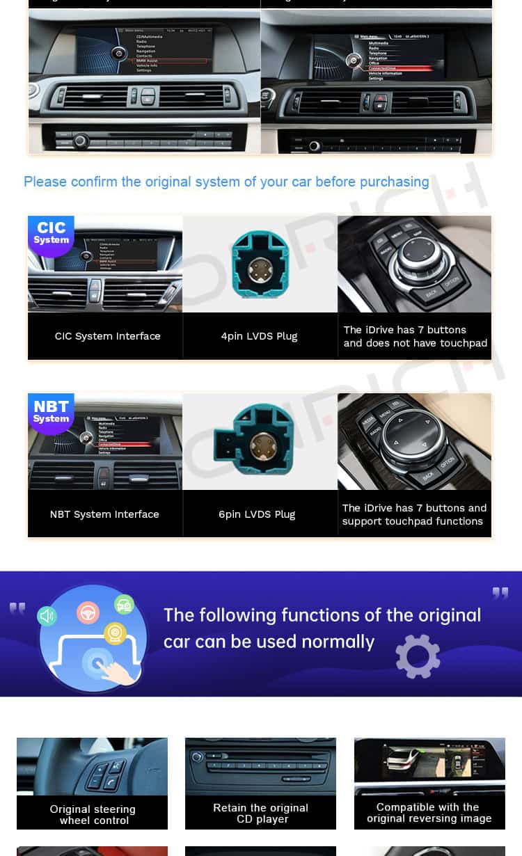10.25'' Android 13 Navigation for BMW 5 F10 F11 F18 (2011-12) CIC Carplay Android auto
