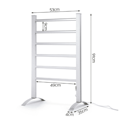 2-in-1 Electric Heated 6 Bar Lightweight Towel Rail