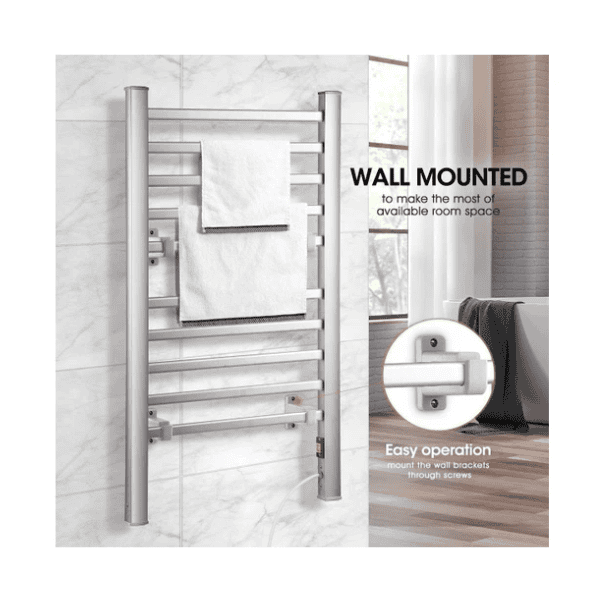 2-in-1 Electric Heated 6 Bar Lightweight Towel Rail