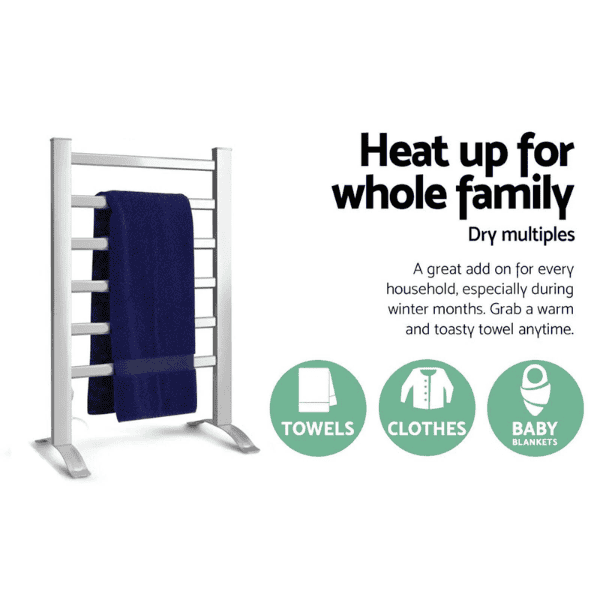 2-in-1 Electric Heated 6 Bar Lightweight Towel Rail