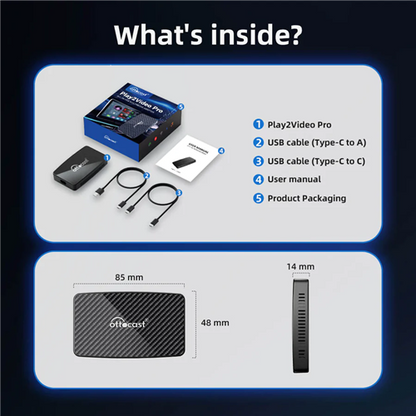 Play2Video Pro All in One Multimedia Adapter - Wired to Wireless Carplay Android Auto