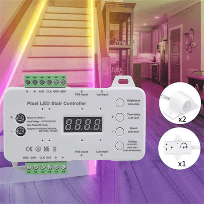 Smart RGB Step Light Controller  Human Sensor Chasing Effect  12–24V DC - Kit