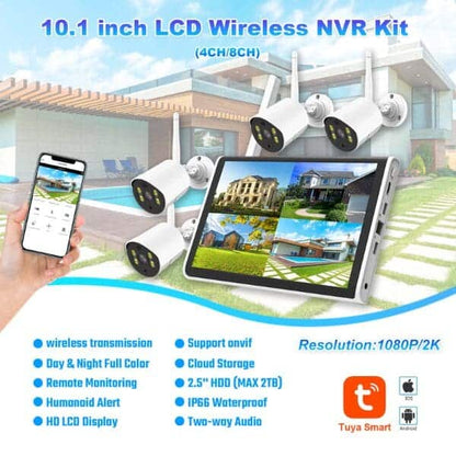 All-in-One DIY CCTV Kit  4-Channel WiFi NVR with 10.1" Built-In Screen &amp; Smart Cameras