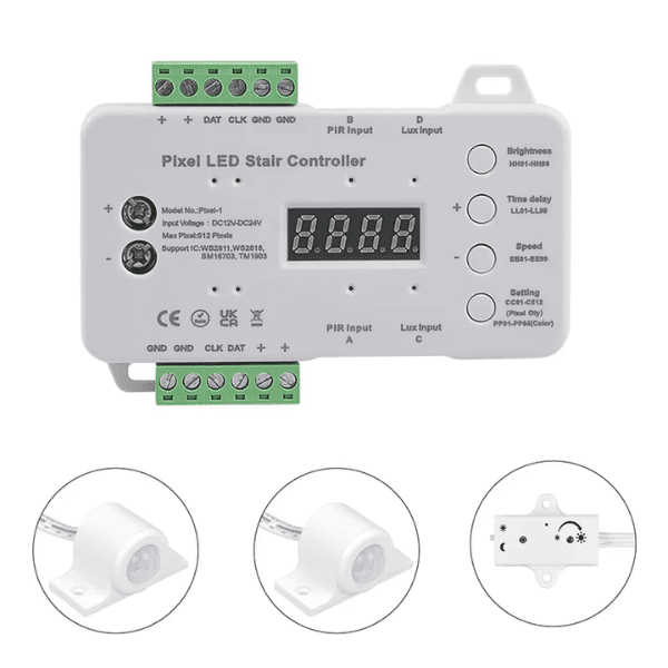 Smart RGB Step Light Controller  Human Sensor Chasing Effect  12–24V DC - Kit