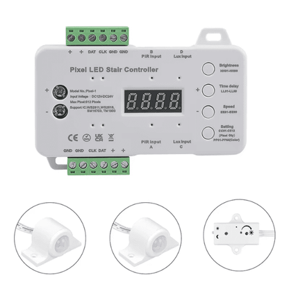 Smart RGB Step Light Controller  Human Sensor Chasing Effect  12–24V DC - Kit