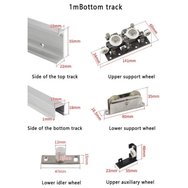 Concealed Sliding Door Track Set  1.2m Ghost Door System with Soft Closing Feature