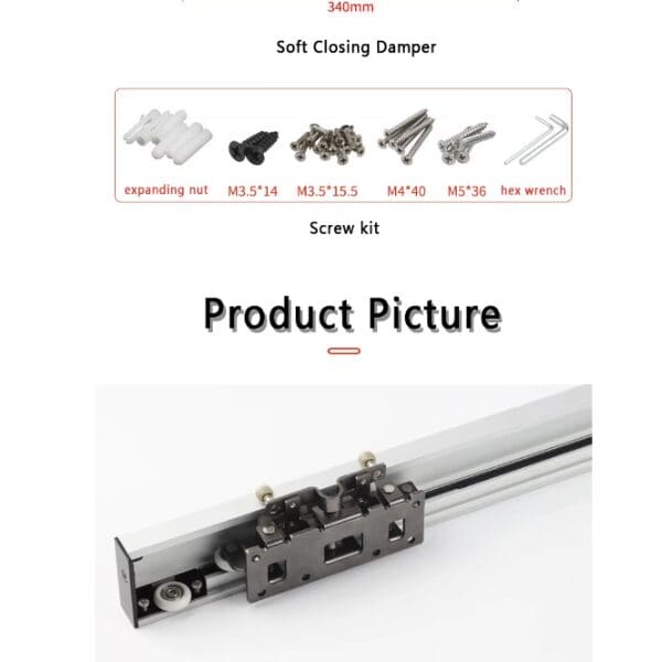 Concealed Sliding Door Track Set  1.2m Ghost Door System with Soft Closing Feature
