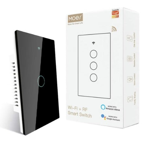 MOES Smart Touch Light Switch BLK,Tuya and WiFi Enabled