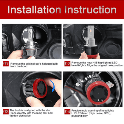 H15 LED Headlight Replacement Globes - Set of 2