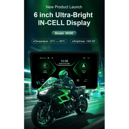 Motorcycle DVR 6.25″ Display – Wireless CarPlay, Android Auto, GPS