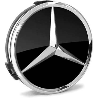 Mercedes Centre Wheel Hub Cap 75mm - Single Black Chrome