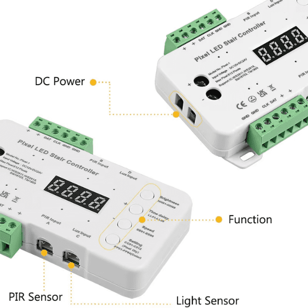 Smart RGB Step Light Controller  Human Sensor Chasing Effect  12–24V DC - Kit