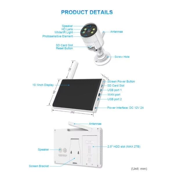 All-in-One DIY CCTV Kit  4-Channel WiFi NVR with 10.1" Built-In Screen &amp; Smart Cameras