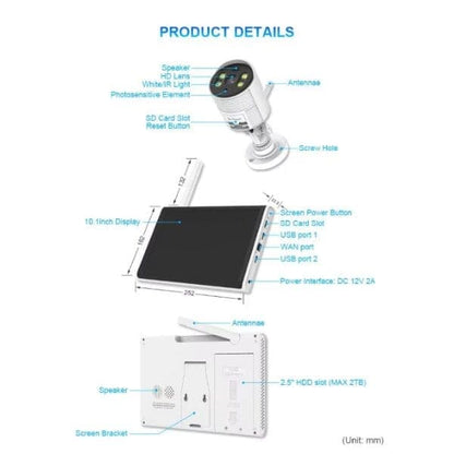 All-in-One DIY CCTV Kit  4-Channel WiFi NVR with 10.1" Built-In Screen &amp; Smart Cameras