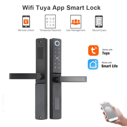 Smart Biometric Door Lock for Aluminum Doors - Black Color