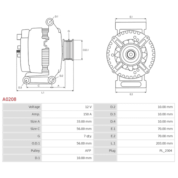 Mercedes Alternator W204 C-Class A271 154 14 02 / 14v 120A - A2711541402