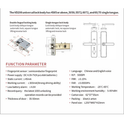 Smart Biometric Door Lock 2024 Model - Universal Side