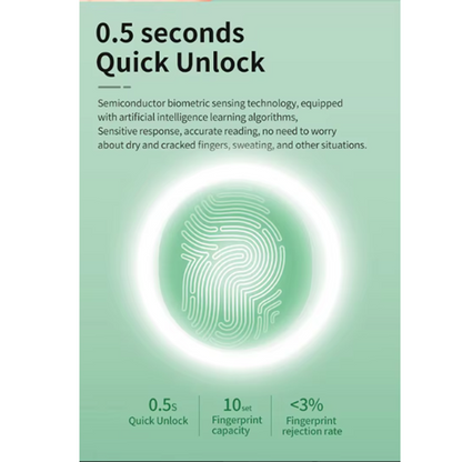 Mini Fingerprint Smart PadLock - Tuya App Controlled - Green